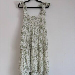 NWT White & Green Floral Maxi Dress (L)